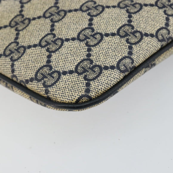 GUCCI GG Supreme Sherry Line Shoulder Bag PVC Navy Gold 89 02 047 Auth 143491