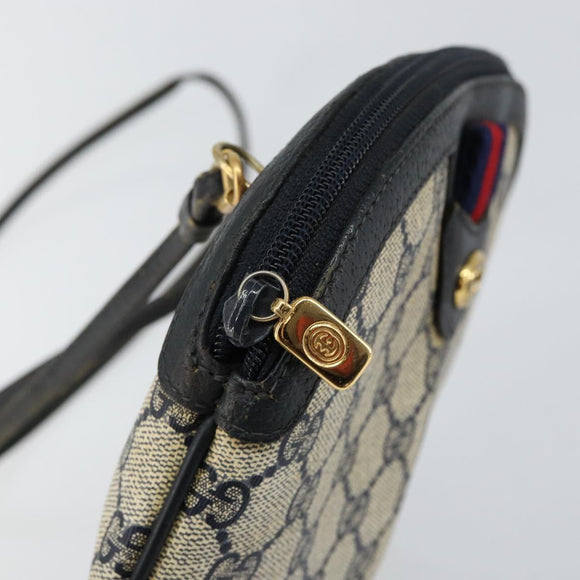 GUCCI GG Supreme Sherry Line Shoulder Bag PVC Navy Gold 89 02 047 Auth 143491