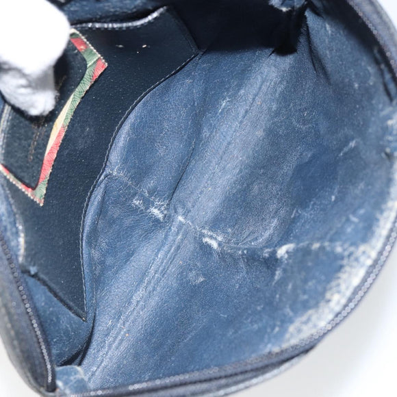 GUCCI GG Supreme Sherry Line Shoulder Bag PVC Navy Gold 89 02 047 Auth 143491