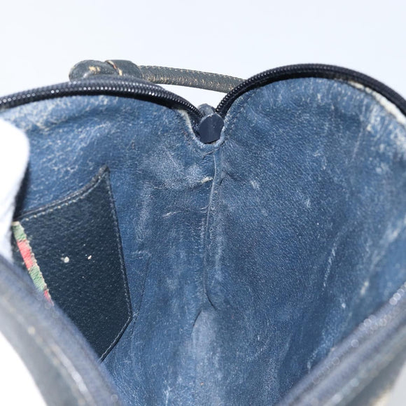 GUCCI GG Supreme Sherry Line Shoulder Bag PVC Navy Gold 89 02 047 Auth 143491