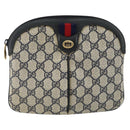 GUCCI GG Supreme Sherry Line Shoulder Bag PVC Navy Gold 89 02 047 Auth 143491-13