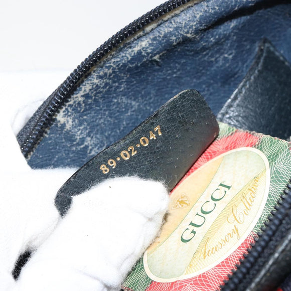 GUCCI GG Supreme Sherry Line Shoulder Bag PVC Navy Gold 89 02 047 Auth 143491