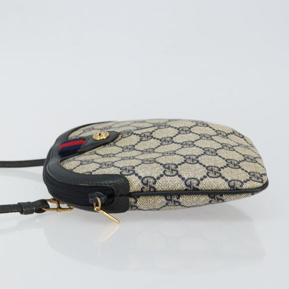 GUCCI GG Supreme Sherry Line Shoulder Bag PVC Navy Gold 89 02 047 Auth 143491