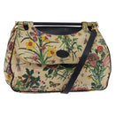 GUCCI Flora Shoulder Bag Canvas Beige Gold Auth 143493-1