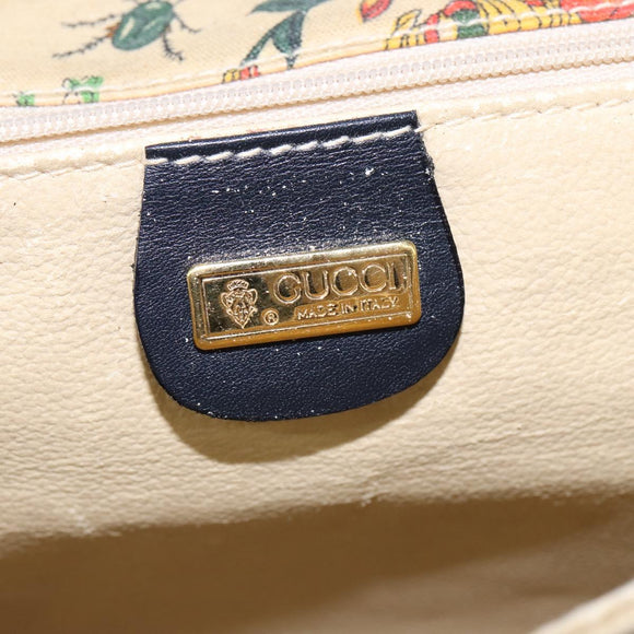 GUCCI Flora Shoulder Bag Canvas Beige Gold Auth 143493