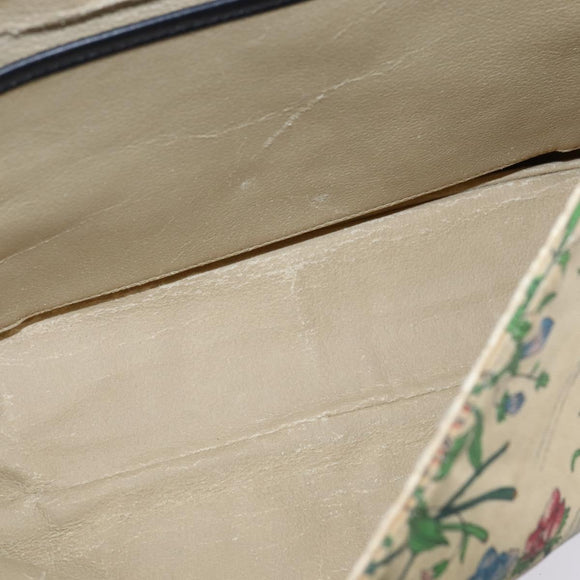 GUCCI Flora Shoulder Bag Canvas Beige Gold Auth 143493