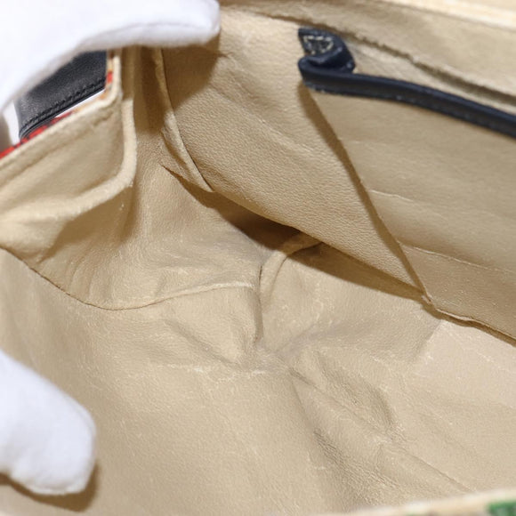 GUCCI Flora Shoulder Bag Canvas Beige Gold Auth 143493