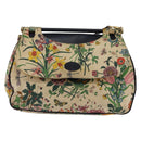 GUCCI Flora Shoulder Bag Canvas Beige Gold Auth 143493-2