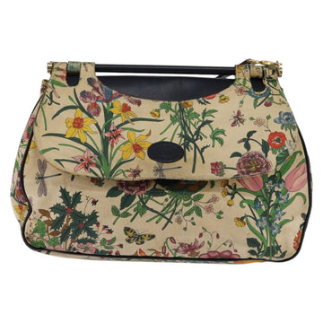 GUCCI Flora Shoulder Bag Canvas Beige Gold Auth 143493 - 0