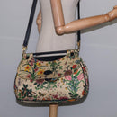 GUCCI Flora Shoulder Bag Canvas Beige Gold Auth 143493-23