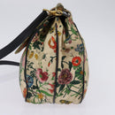 GUCCI Flora Shoulder Bag Canvas Beige Gold Auth 143493-4