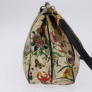 GUCCI Flora Shoulder Bag Canvas Beige Gold Auth 143493-5