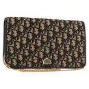 Christian Dior Trotter Canvas Shoulder Bag Navy Gold Auth 143495-1