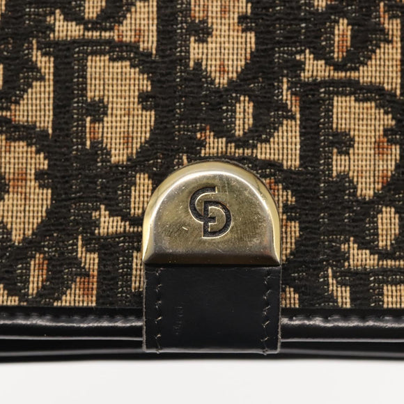 Christian Dior Trotter Canvas Shoulder Bag Navy Gold Auth 143495