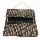 Christian Dior Trotter Canvas Shoulder Bag Navy Gold Auth 143495-10