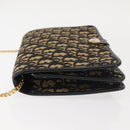 Christian Dior Trotter Canvas Shoulder Bag Navy Gold Auth 143495-5