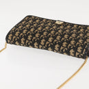 Christian Dior Trotter Canvas Shoulder Bag Navy Gold Auth 143495-7