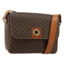 CELINE Macadam Canvas Shoulder Bag PVC Leather Brown Gold Auth 143496-1