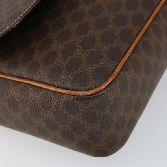 CELINE Macadam Canvas Shoulder Bag PVC Leather Brown Gold Auth 143496