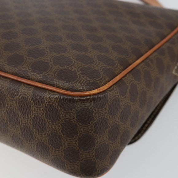CELINE Macadam Canvas Shoulder Bag PVC Leather Brown Gold Auth 143496