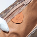 CELINE Macadam Canvas Shoulder Bag PVC Leather Brown Gold Auth 143496-12
