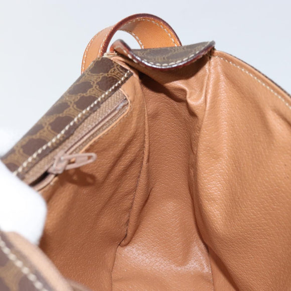 CELINE Macadam Canvas Shoulder Bag PVC Leather Brown Gold Auth 143496