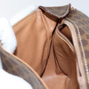 CELINE Macadam Canvas Shoulder Bag PVC Leather Brown Gold Auth 143496-20