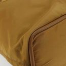 CELINE Hand Bag Nylon Brown Gold Auth 143497-11