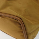 CELINE Hand Bag Nylon Brown Gold Auth 143497-12