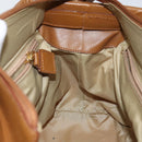 CELINE Hand Bag Nylon Brown Gold Auth 143497-18