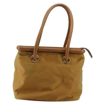 CELINE Hand Bag Nylon Brown Gold Auth 143497 - 0