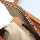 CELINE Hand Bag Nylon Brown Gold Auth 143497-22
