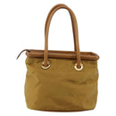 CELINE Hand Bag Nylon Brown Gold Auth 143497-3
