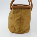 CELINE Hand Bag Nylon Brown Gold Auth 143497-4
