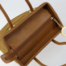 CELINE Hand Bag Nylon Brown Gold Auth 143497-6