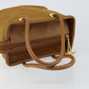 CELINE Hand Bag Nylon Brown Gold Auth 143497-7