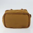 CELINE Hand Bag Nylon Brown Gold Auth 143497-9