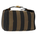 FENDI Pecan Canvas Vanity Pouch PVC Black Brown Auth 143498-1
