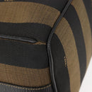 FENDI Pecan Canvas Vanity Pouch PVC Black Brown Auth 143498-10