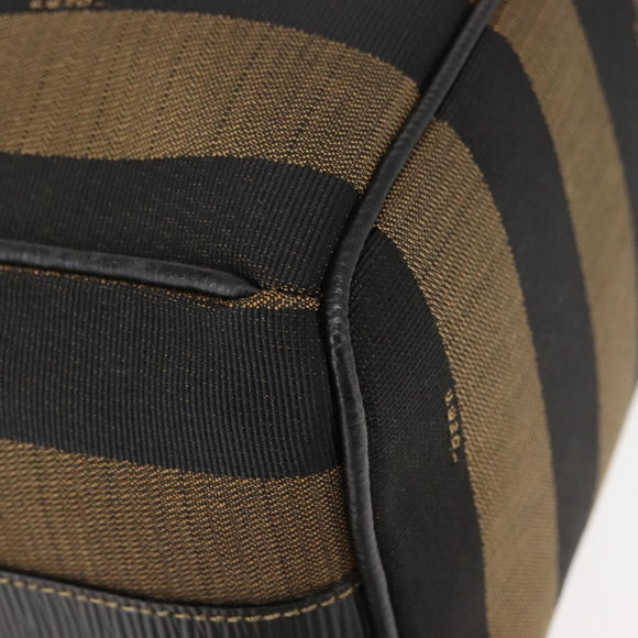 FENDI Pecan Canvas Vanity Pouch PVC Black Brown Auth 143498