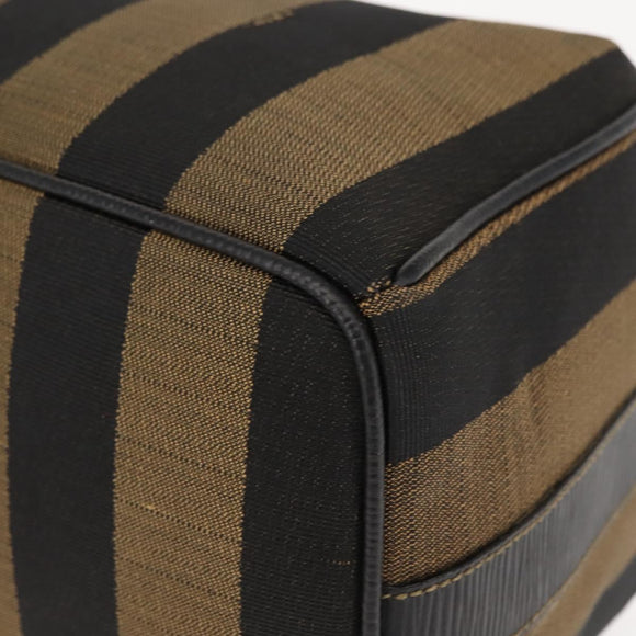 FENDI Pecan Canvas Vanity Pouch PVC Black Brown Auth 143498