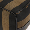 FENDI Pecan Canvas Vanity Pouch PVC Black Brown Auth 143498-13