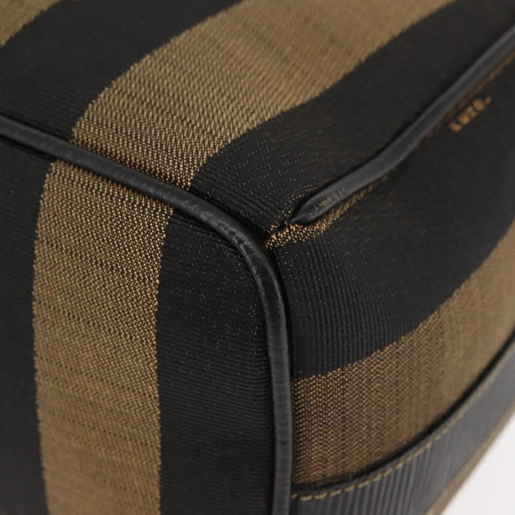 FENDI Pecan Canvas Vanity Pouch PVC Black Brown Auth 143498