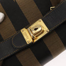 FENDI Pecan Canvas Vanity Pouch PVC Black Brown Auth 143498-14