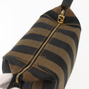 FENDI Pecan Canvas Vanity Pouch PVC Black Brown Auth 143498-15