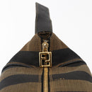FENDI Pecan Canvas Vanity Pouch PVC Black Brown Auth 143498-16