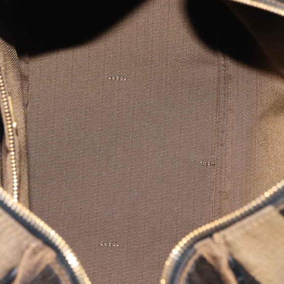 FENDI Pecan Canvas Vanity Pouch PVC Black Brown Auth 143498