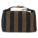 FENDI Pecan Canvas Vanity Pouch PVC Black Brown Auth 143498-2
