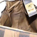FENDI Pecan Canvas Vanity Pouch PVC Black Brown Auth 143498-20