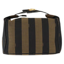 FENDI Pecan Canvas Vanity Pouch PVC Black Brown Auth 143498-3